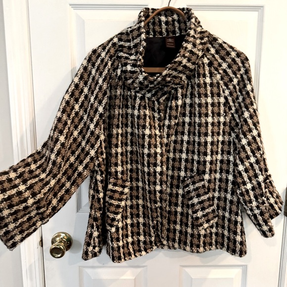 Multiples Swing Jacket Women’s Large – Plaid Boucle Tweed Statement Jacket - Picture 1 of 5
